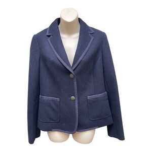 NWT Lands End School Outfitters Wool Navy Blue Blazer Size 8 Lined Tailored